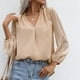 thumbnail image 4 of Puntoco Mujeres Sólido Cuello En V Encaje Puff Manga Puff Camisas Casuales Blusa Suelta top Puntoco Puntoco-1263, 4 of 7