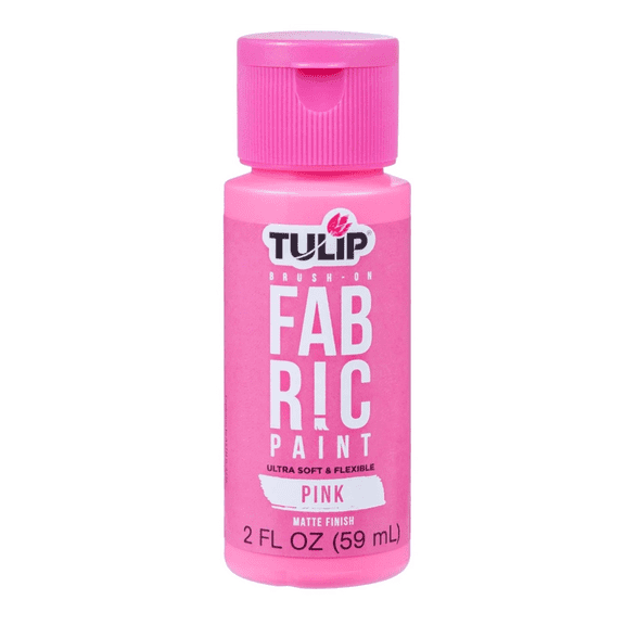 2 oz Matte Brush On Fabric Paint, Vibrant, Soft, Flexible Finish for Apparel, Accessories, Home Decor, Smooth Application, Wash Resistant, Perfect for Beginners, Experienced Crafters, Pink