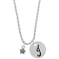 thumbnail image 1 of Delight Jewelry Silvertone Mini Starfish Two Sided Silvertone Script Initial Disc - J - Charm Necklace, 20"+3", 1 of 4