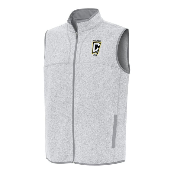 Men's Antigua Heather Gray Columbus Crew Fortune Full-Zip Vest