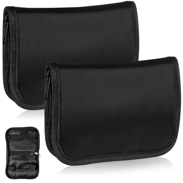 2 bolsas de almacenamiento para oxímetro, estuche portátil para medidor de glucosa en sangre, funda de tela Oxford para dispositivos médicos (negro)