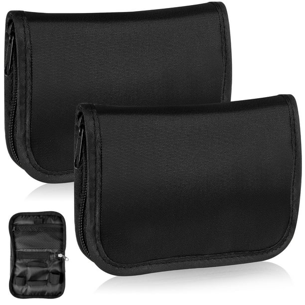 2 bolsas de almacenamiento para oxímetro, estuche portátil para medidor de glucosa en sangre, funda de tela Oxford para dispositivos médicos (negro)
