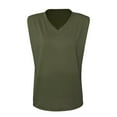thumbnail image 5 of Clearance under 10.00 LYXSSBYX Womens Summer Fashion 2024 Womens Tops Ladies Fashion Solid Sleeveless V-Neck T-Shirt with Shoulder Pad Loose Vest, 5 of 7