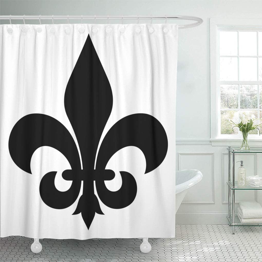 SUTTOM Flower Black Silhouetted of Fleur De Lis Symbol French Shower