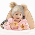 thumbnail image 5 of C.C Kids' Babies' Soft Stretch Cable Knit Faux Fur Pom Pom Beanie Hat, Criss Cross Beige, 5 of 5