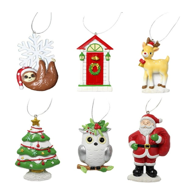6x Colgantes para árboles de Navidad perfecl Adornos colgantes de Resina Rojo