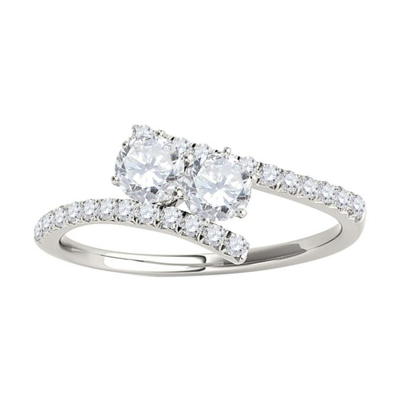Aonejewelry 14k White Gold 1/2ct TDW Diamond Two Stone Ring