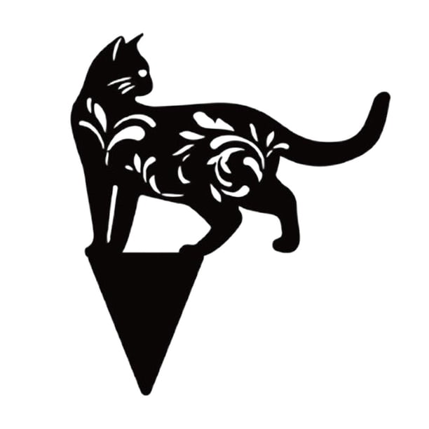 Silueta De Animales De Estaca De Gato De Jardín Para Decoración De Césped De Jardín seitruly HA045095-02