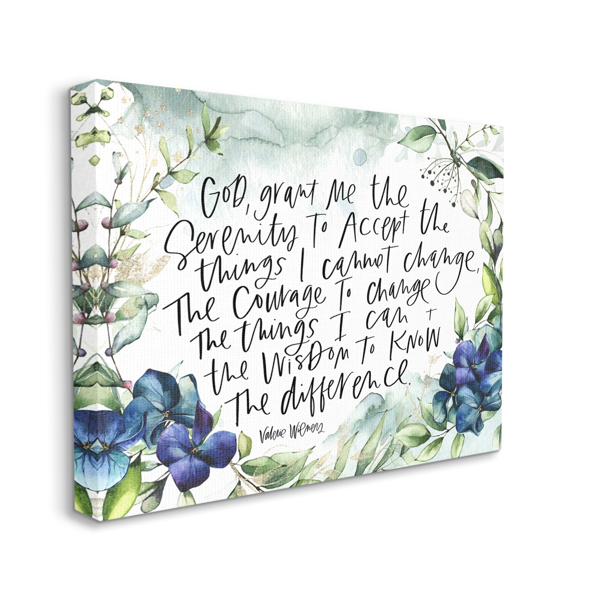 Stupell Industries Religious Perseverance Quote Floral Watercolor Painting Effect Graphic Art Gallery Wrapped Canvas Print Wall Art, Design by Valerie Wieners