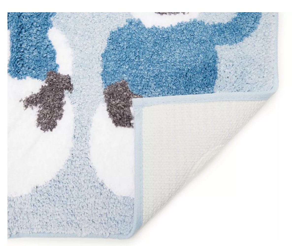 Winter Wonder Lane Bathroom Rug, Plush Blue and White Snowman, 20 x 30 inches