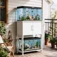 thumbnail image 6 of 5-10 Gallon Fish Tank Stand, Metal Double Aquarium Stand with Cabinet for Fish Tank Accessories Storage, Heavy Duty 20.5" L* 11.02" W Tabletop, 500LBS Capacity White, 6 of 8