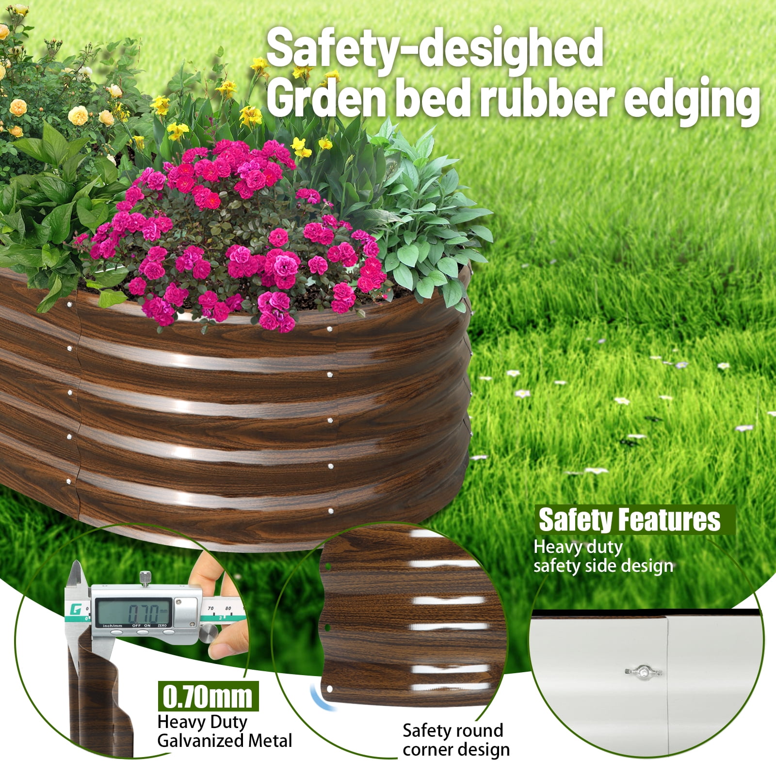 SnugNiture 6x3x1.5 ft Galvanized Raised Garden Bed – Durable Outdoor Metal Planter Box for Vegetables, Herbs, and Flowers, Brown