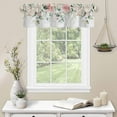 thumbnail image 3 of Valance Curtains for Windows,Pink White Rose Flowers Semi Sheer Curtain Valance,Watercolor Floral Green Leaves Window Valance Curtains,Rod Pocket Window Treatment for Kitchen Living Room 54"x18", 3 of 6