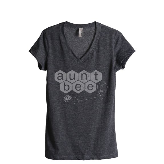 Aunt Bee Women's Fashion Relaxed V-Neck T-Shirt Tee Charcoal Grey 2X-Large