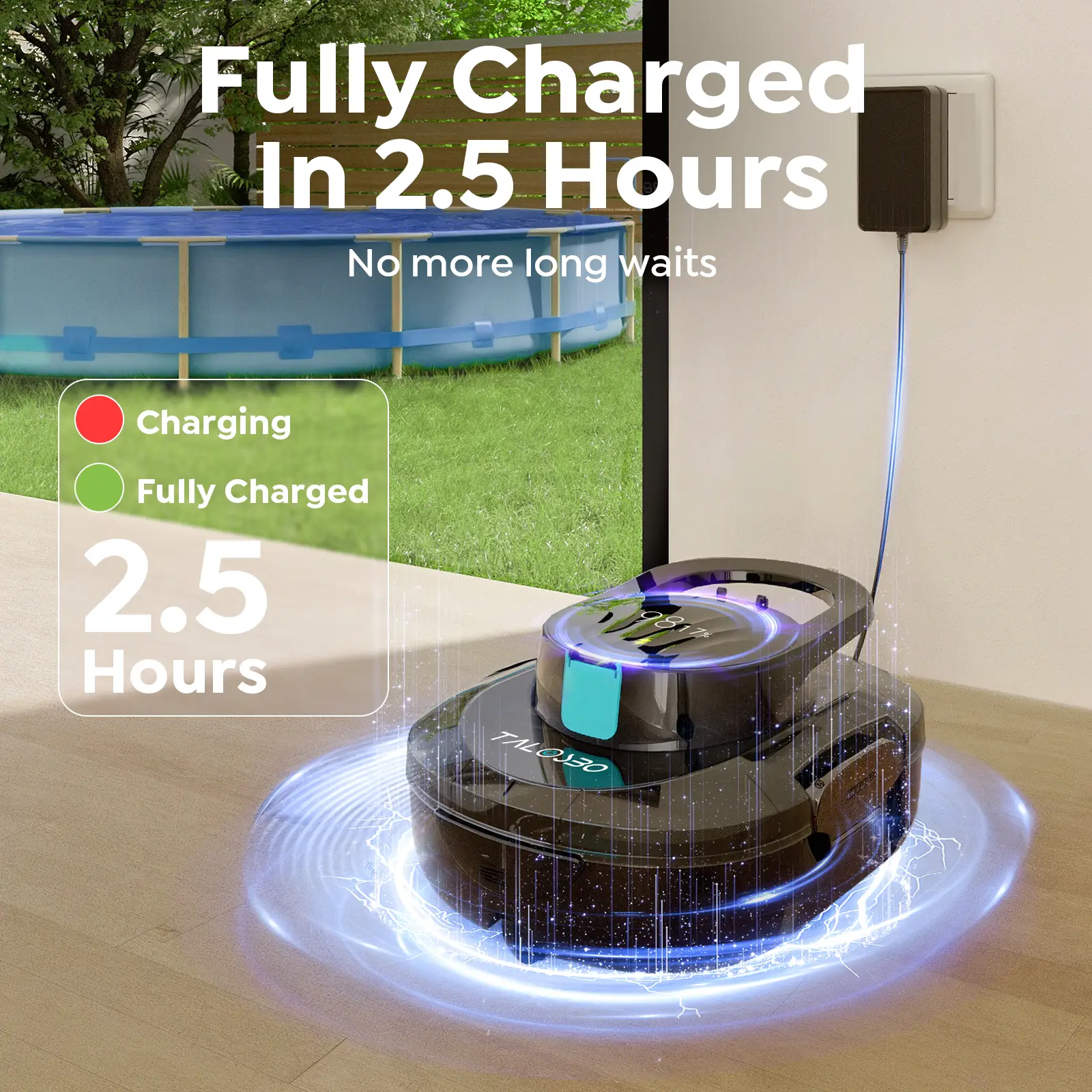(2026 new)Talosbo S1 Pro Cordless Robotic Pool Vacuum Cleaner, Automatic Cleaning for Flat Inground& Above-Ground Pools, 120 Min Runtime