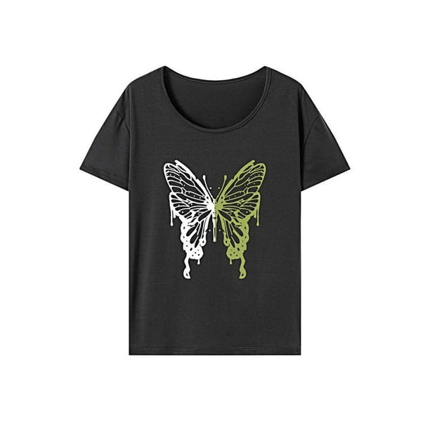 Camiseta básica Yinane para mujer clásica simple con cuello redondo M