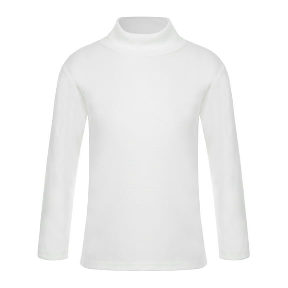 inhzoy Kids Girls Boys Basic Turtleneck T-Shirts Warm Pullover Thermal Tops White 11-12