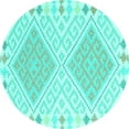 thumbnail image 1 of Ahgly Company Machine Washable Indoor Round Southwestern Turquoise Blue Country Area Rugs, 5' Round, 1 of 4