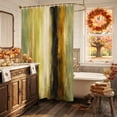 thumbnail image 5 of Green Abstract Shower Curtain, Waterproof Shower Curtains for Bathroom, Autumn Rustic Gradient Vintage Oil Painting Washable Fabric Bathtub Curtain Set Bath Decor with 12 Hooks Stall 36"x72", 5 of 8
