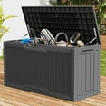 thumbnail image 1 of DEXTRUS Coffre de Terrasse Extérieur en Résine de 80 Gallons, Rangement pour Meubles de Patio Étanche et Verrouillable, Gris Foncé, 1 of 9