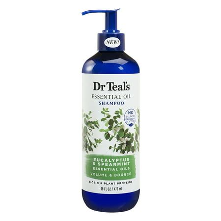 Dr Teal's Eucalyptus & Spearmint Volume & Bounce Essential Oil Shampoo, Sulfate Free, 16 oz.