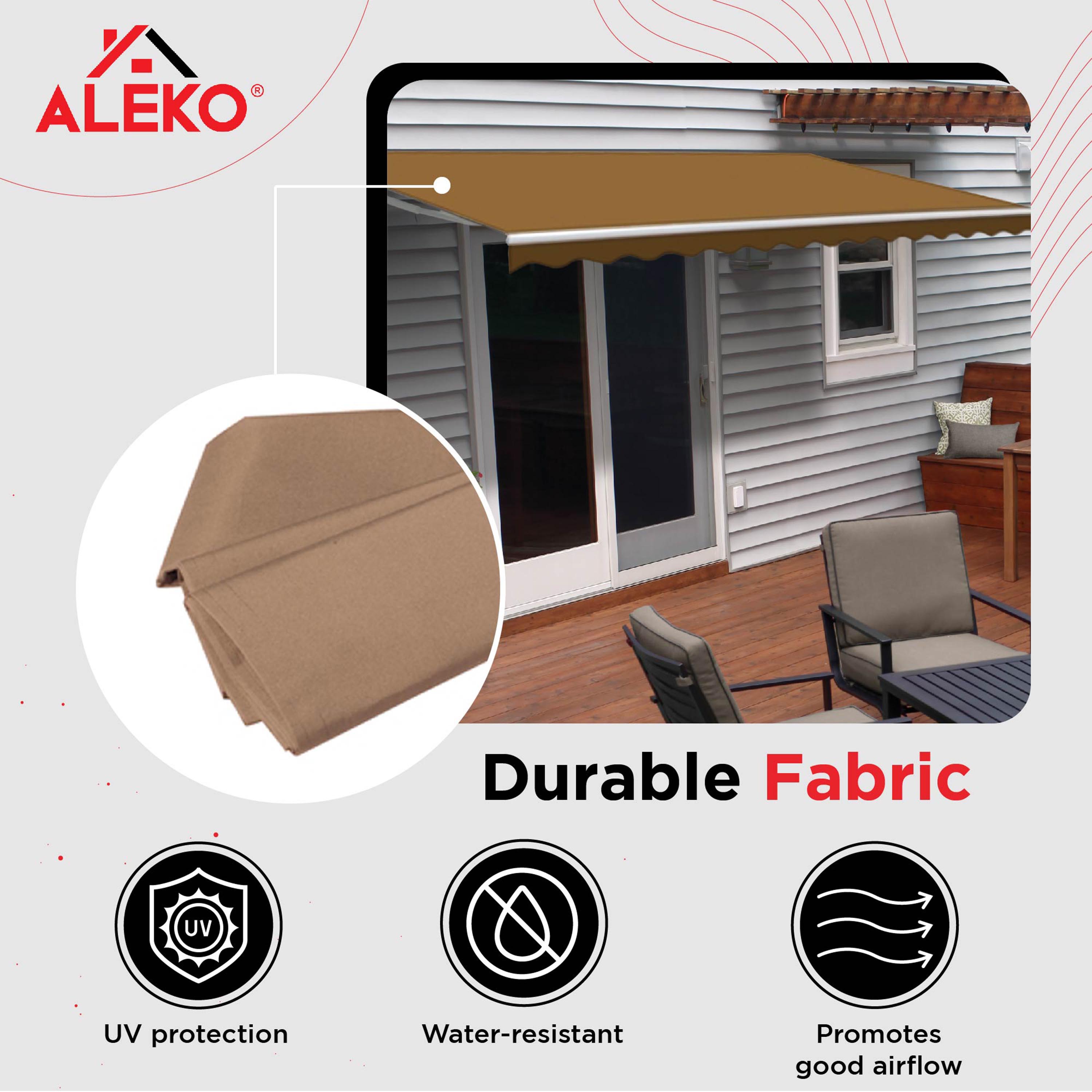 ALEKO 20' x 10' Retractable Motorized Patio Awning, Sand Color - image 3 of 14