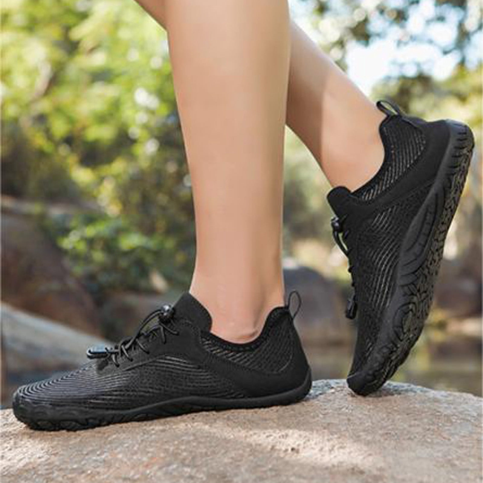 Mepaouo Women Men Water Shoes Quick Dry Barefoot Aqua Sport Hiking Diving Walking Shoes(Black,7.5)