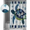 thumbnail image 3 of Small Stall Shower Curtain 48x72 Inch Narrow Half Size Coastal Turtle Bath Curtains Bathroom Decor Summer Beach Starfish Nautical Blue Teal Waterproof Fabric Shower Curtain Set with Hooks 48 Inch, 3 of 6