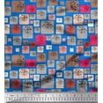 thumbnail image 1 of Soimoi Rayon Fabric Artistic Flower & Square Geometric Fabric Prints By Yard 56 Inch Wide, 1 of 3