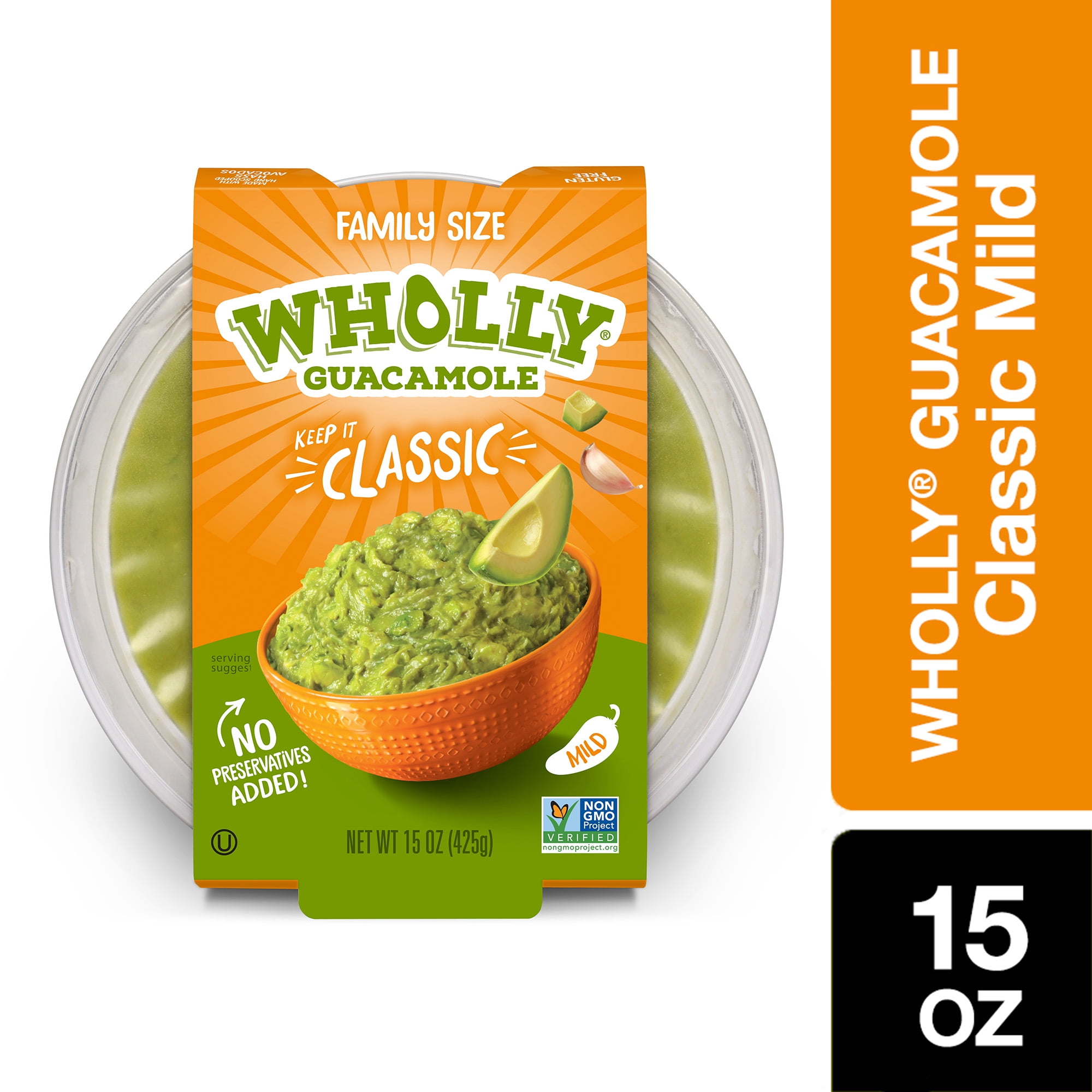 WHOLLY Guacamole Family Size Classic Bowl, Mild, 15 oz