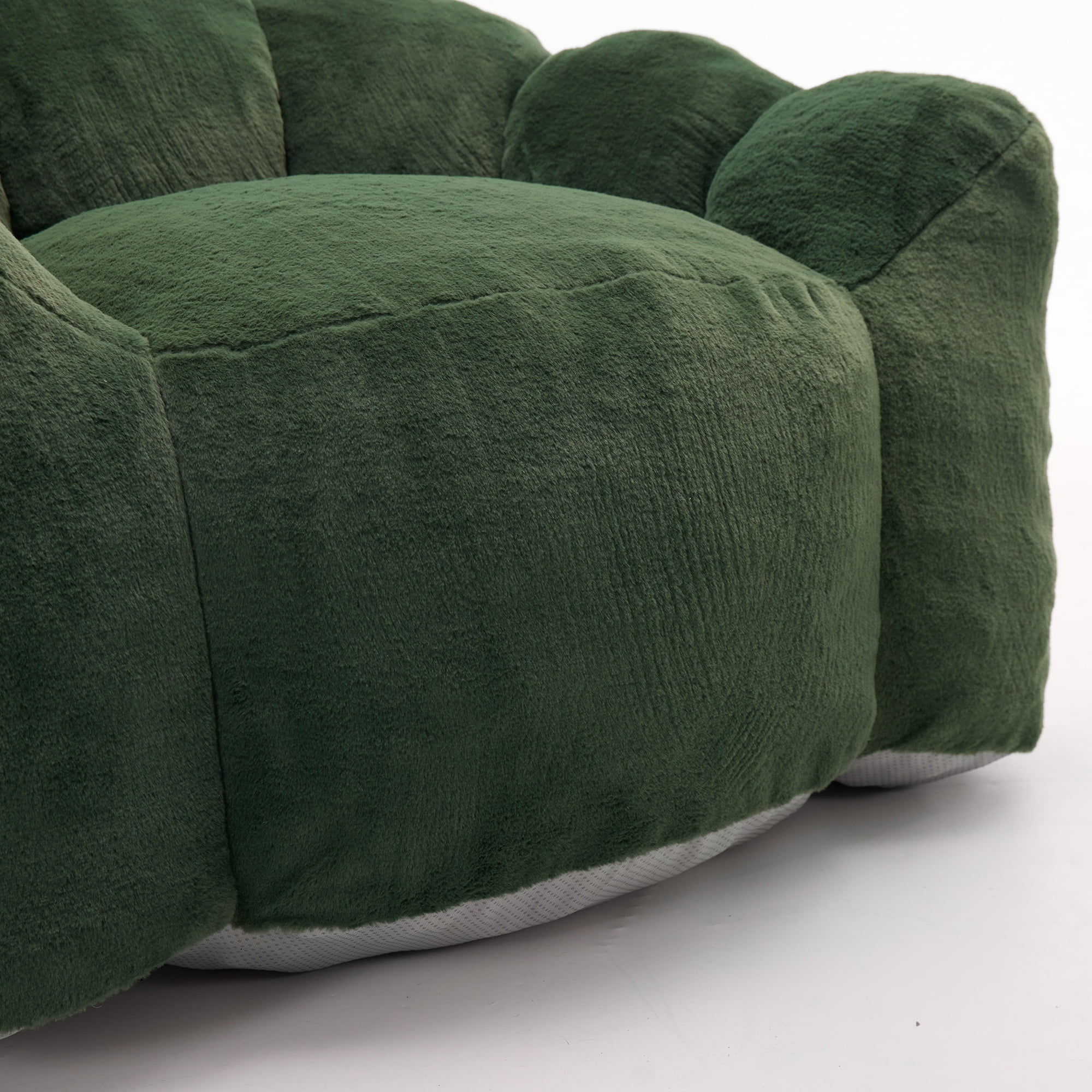 Peispie Lotus Flower Bean Bag Chair for Adults & Teens, Comfy Floor Sofa Lounge Chair with Armrests & Handle, High-Density Memory Foam Filled Pillow Reading Accent Chair for Bedroom, Green