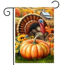 Briarwood Lane Wild Turkey and Pumpkins Garden Flag