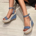 thumbnail image 5 of CQONEPT Platform Wedges Sandals for Women, Ankle Strap Open Toe Wedge Espadrilles Sandals, Ankle-Strap Comfortable Casual Summer Wedges Shoes Espadrilles Heel Shoes Size 5.5 Light Blue, 5 of 6