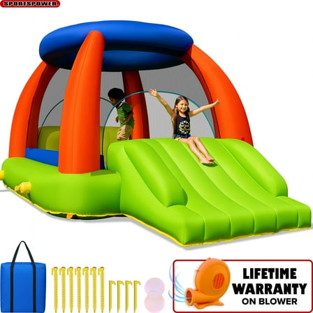 Sportspower My 1st Climb N Play Inflatable Bounce House for Kids with Slide, 104" x 149" x 80", Anchor Kit & 450W Blower Included