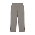 thumbnail image 3 of Hvogkswy Linen Capri Pants for Women Solid Color Elastic High Waisted 3/4 Length Pants with Pockets Soft Comfy Summer Yoga Workout Casual Capri Pants, 3 of 5