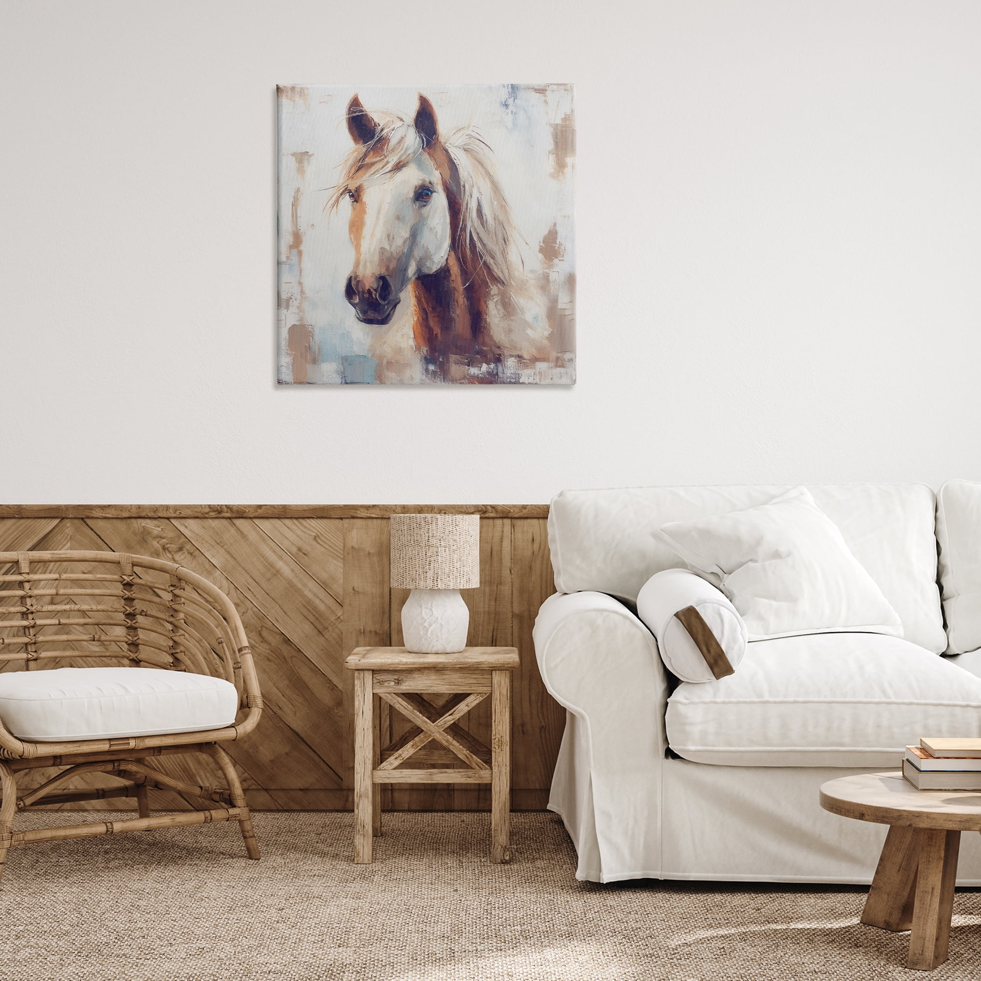 Stupell Industries Rustic Horse Impression Animals Painting Wrapped Canvas Art Print Wall Art, 30 x 30