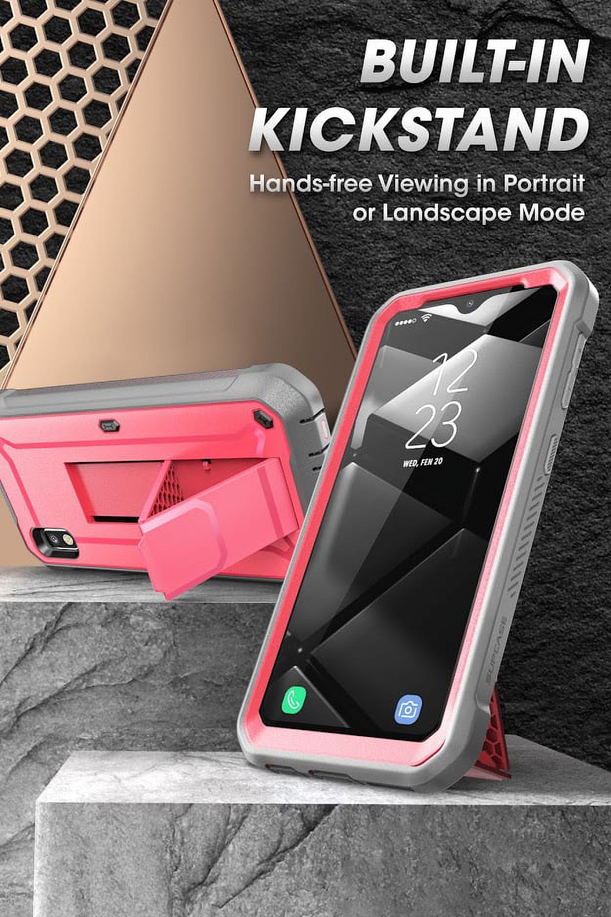SUPCASE Unicorn Beetle Pro Series Designed for Samsung Galaxy A10e Case(2019 Release), Full-Body Rugged Holster & Kickstand Case with Built-in Screen Protector (Pink) - image 2 of 8