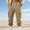 Khaki, variant on FRSASU Men's Winter Fleece Cargo Pants Men's Multi Strip Pocket Solid-color Sports and Leisure Trousers White