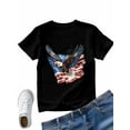 thumbnail image 4 of Women's T-Shirt Retro Bald Eagle US Flag Patriotic Short Sleeve Casual Tee Classic Crew Neck T Shirt for Women Black, 3XL, 4 of 7