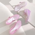 thumbnail image 4 of Women's Jelly High Heel Sandals Hollow Out Beach Sandals with Bukle Straps (Pink 40), 4 of 8