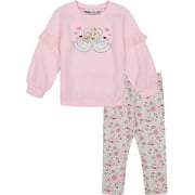 Kids Headquarters Girls Swan Heart Sweatshirt Legging Set Pink 24 Months