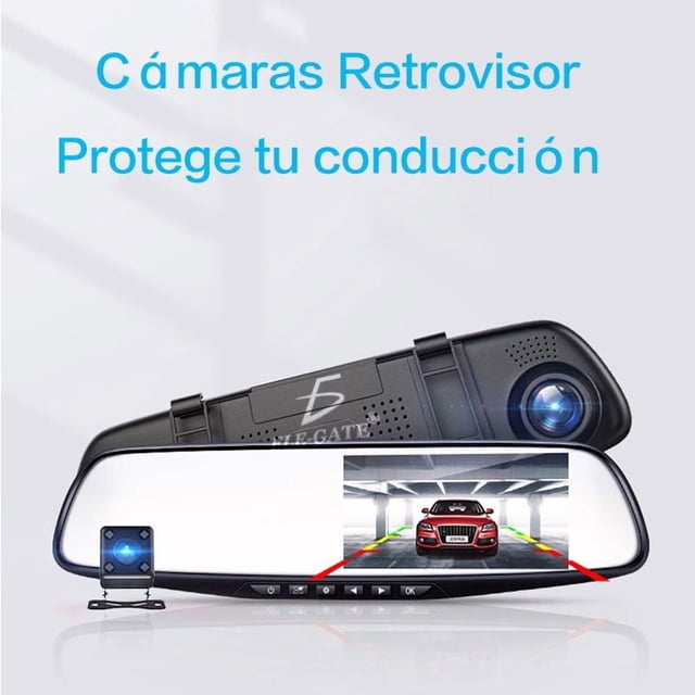Camara Auto 2 Cámaras Retrovisor Frente Y Trasera Graba vision Nocturna