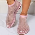 thumbnail image 4 of Women Sandals Mesh Flats Ultra Comfortable Breathable Slip On Ballet Flats Dressy Summer Flat Sparkle Shoes Pink 37, 4 of 5