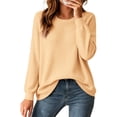 thumbnail image 5 of ZDNIXIAN Crewneck Sweaters for Women, Long Sleeve Ribbed Cuff Loose Fit Knit Pullover Jumper, Soft Stretchy Casual Knit Tops, Lightweight Oversized Sweater Shirts, 5 of 5