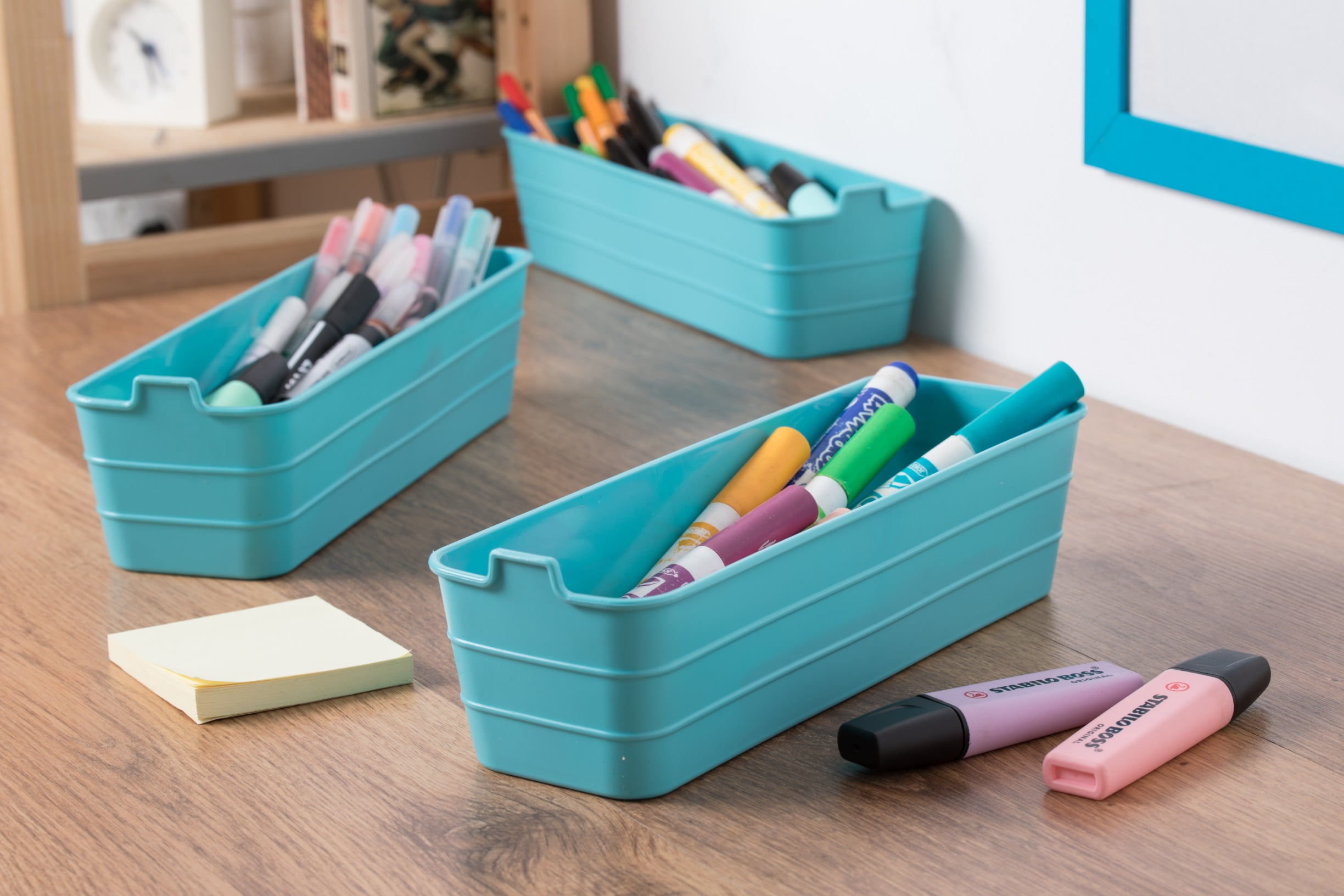 (6 pack) Mainstays 3-Pack Flexible Plastic Drawer Organizer Storage Bins, Kitchen Drawer, Desk Drawer and Bathroom Drawer Organizer Containers, Green, 10.4" x 3.2" x 2.9"