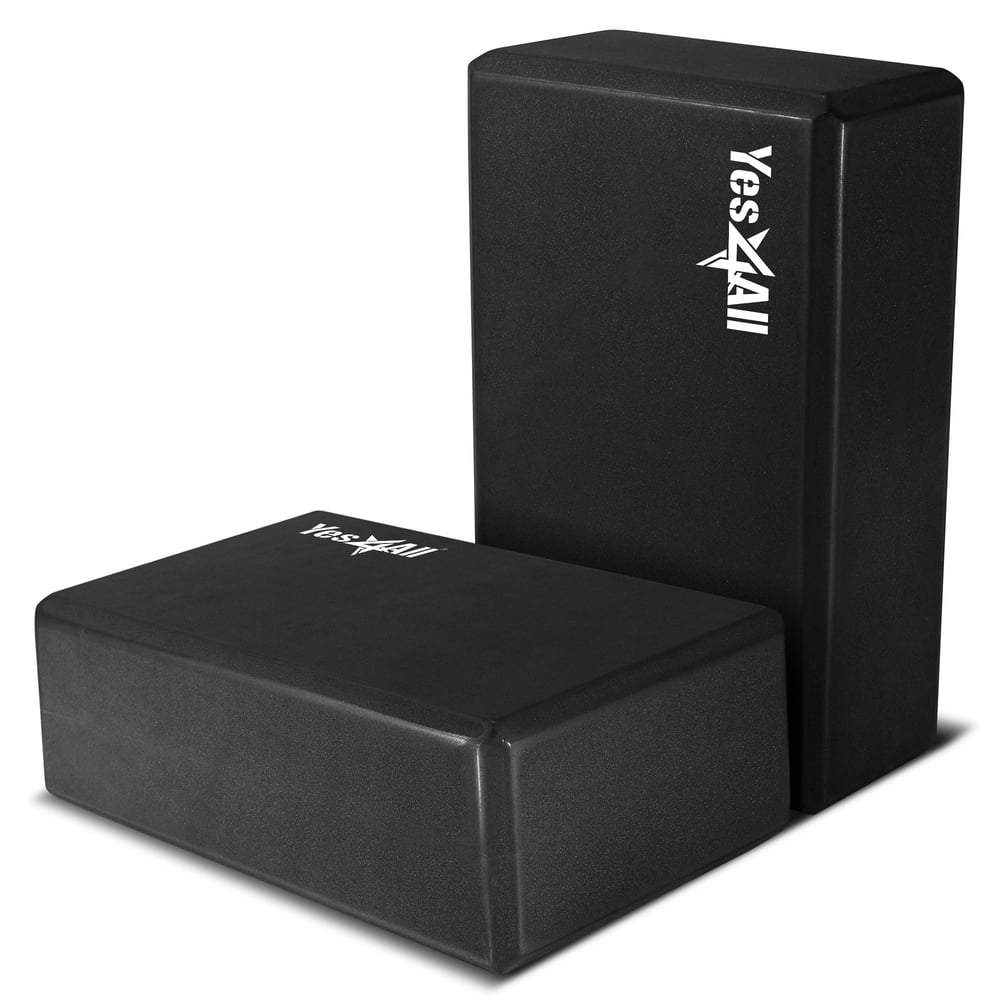 Yes4All High Density Foam Yoga Blocks 9x6x3 inch (Set of 2, Black