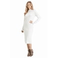 thumbnail image 2 of Yemak Women's Loose Fit Long Sleeve Textured Midi Sweater Dress Ivory-L-BD, 2 of 4