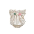 thumbnail image 2 of LYMAYTER Baby Girls Summer Romper for 3-24M Lightweight Floral Bubble Sleeve Top Breathable Comfort Wear, 2 of 8