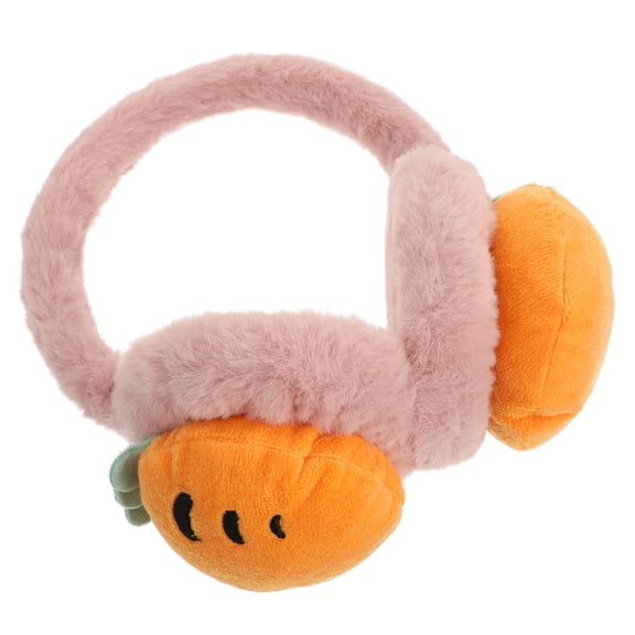 HOOWIFFY Orange Plush Winter Ear Muffs with Creative Carrot Pattern, Soft Warm Earmuffs for Cold Weather