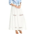 thumbnail image 5 of Unique Bargains Junior's Fabric Lace Insert Swing Elastic Waist Maxi Skirt XS Cream White, 5 of 7